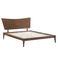 Modway - Astra Bois Lit plateforme Queen, Noyer-Lit à plateforme Queen moderne du milieu du siècle