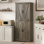 HOMCOM - Armoire de garde-manger de cuisine style ferme 72 po - gris ivoire clair-Quincaillerie anti-basculement pour une sécurité accrue de la famille 