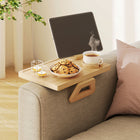 HOMCOM - Plateau de bras de canapé avec support de téléphone rotatif à 360° - bois naturel-Utilisez le porte-gobelet amovible ou retirez-le pour obtenir une plus grande surface plate 