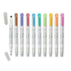 Zebra - Surligneur à double pointe - point et puce, Pointe fine - Couleurs assorties - Paquet de 10-Ajustez la taille du point avec une pression de 2 mm à 5 mm