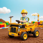 Qaba - Véhicule de construction pour enfants 12V à batterie avec benne électrique - jaune-Benne arrière électrique simulant le vrai plaisir de la construction, favorisant les compétences pratiques 