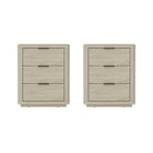 Manhattan Comfort - Evelyn 20" Table de nuit moderne à 3 tiroirs - Naturel - Lot de 2-Table de nuit moderne pour chambre et salon lot de 2