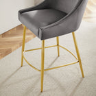 Modway - Discern Performance Velvet Tabouret de comptoir - Gris-Rembourrage en mousse dense
