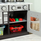 Qaba - Cuisine de jeu pour enfants avec bruit de bouton rotatif, accessoires - brun foncé-Détails réalistes comme des boutons cliquables et un robinet pour plus d’interactivité 