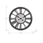 Monarch Specialties - Horloge - 18 po Rond - Horloge Murale - Noir Antique - Transitionnel-Cadre en plastique durable fini en noir antique avec une surface en verre transparent et des mains en métal noir attachées à une toile de fond vintage estampillée pour une touche décorative