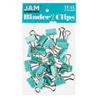 JAM Paper - Pinces à reliure colourées - petites - 19 mm (3/4 po) - bleu sarcelle - paquet de 25-Couleur : Pinces à reliure bleu sarcelle | Fabriquées en acier trempé pour une tenue extra forte