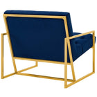 Modway - Bequest Acier inoxydable doré Performance Velvet Chaise d’accent - Marine-Rembourrage en mousse dense