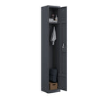Ceha - Série RH, batterie de 1, casier 1 niveau avec aérations à persiennes, poignée encastrée - gris graphite-Porte-étiquette pratique sur la porte