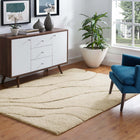 Modway - Jubilant Abondance Abstract Tourbillon Shag Tapis de 5 pi l x 8 pi L - Crème et beige-Tissage shag de 1,18 pouce