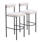 Zuo - Livorno Tabouret de bar - Ivoire - Ensemble de 2-Design ergonomique