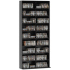 HOMCOM - Armoire multimédia double, étagère à DVD à 9 niveaux avec 18 compartiments - noir-Structure étroite 