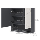 Kleankin - Armoire à pharmacie murale avec étagère et miroir - gris clair-Une étagère réglable dans chaque armoire permet d'accueillir des objets de différentes tailles 