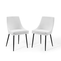 Modway - Viscount Tissu rembourré Chaises de salle à manger Ensemble de 2 - Noir Blanc-Chaises de salle à manger rétro modernes