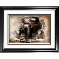 Antique Car - Impression encadree - 36" x 28"-Impression d'art de haute qualité avec passe-partout et encadrement professionnel