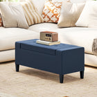 HOMCOM - Banc de rangement avec ottoman à dessus rabattable - bleu-Les pieds en bois d’hévéa garantissent sa durabilité 