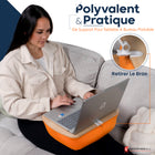 ShoppingAll - Pouf avec support réglable pour tablette - Coussin et oreiller - Orange-Clip Rotatif À 360° Pour Une Vue Facile - Doté d’un clip à rotule, le support de tablette pivote à 360°, facilitant le passage entre les modes paysage et portrait pour une expérience visuelle personnalisée.