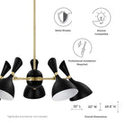 Modway - Declare 5-Bras léger de 6" Pendentif - Noir-Abat-jour métalliques revêtus en poudre
