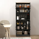 HOMCOM - Armoire de cuisine avec plan de travail pour micro-ondes - noir-Accessoires anti-basculement pour la sécurité 