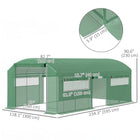 Outsunny - serre tunnel 13 pi x 10 pi x 6,5 pi avec grandes fenêtres et porte à glissière, vert-La bâche PE de 140 g/m² sur le tunnel laisse passer 85 % de la lumière du soleil et résiste aux UV  
