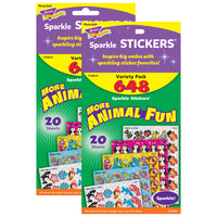 TREND - Pack varié d’autocollants scintillants animal fun - 2 paquets de 648-Sparkle Stickers ajoute du piquant aux étiquettes nominatives, aux rapports, aux invitations, aux albums, aux devoirs et bien plus encore.
