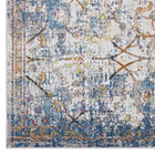 Modway - Minu Treillis floral vieilli Tapis de 5 pi l x 8 pi L - Bleu clair, jaune et orange-100% polypropylène