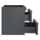 Modway - Render Support mural de 24" Armoire de toilette de salle de bain (lavabo non inclus) - Gris-Tiroirs à extension complète