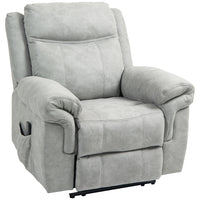 HOMCOM - Fauteuil inclinable manuel avec massage par vibration et poches latérales - gris-2 niveaux d'intensité, 8 modes de massage et minuteries de 5, 30 ou 60 minutes 