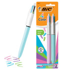 BIC - Stylos à bille à 4-Color Fashion - rétractables - 1.0 mm - Paquet de 2-Un paquet de 2 stylos-billes rétractables BIC 4 couleurs Fashion
