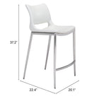 Zuo - Ace Tabouret de comptoir - Blanc/Silver - Ensemble de 2-7