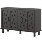 HOMCOM - Buffet de style ferme 47,2 po L avec 4 portes de grange - noir-Les portes de style grange avec quincaillerie noire ajoutent un charme rustique de ferme 