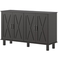 HOMCOM - Buffet de style ferme 47,2 po L avec 4 portes de grange - noir-Les portes de style grange avec quincaillerie noire ajoutent un charme rustique de ferme 