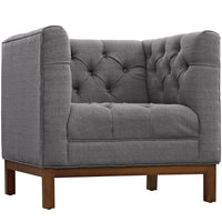 Modway - Panache Tissu rembourré Fauteuil - Gris-Pieds en bois de hêtre teinté de noyer