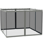 Outsunny - Moustiquaire de rechange pour gazebo 10 pi L x 10 pi l, gris foncé-Quatre panneaux séparés avec une fermeture éclair sur chaque panneau pour se connecter à la pièce adjacente  