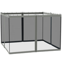 Outsunny - Moustiquaire de rechange pour gazebo 10 pi L x 10 pi l, gris foncé-Quatre panneaux séparés avec une fermeture éclair sur chaque panneau pour se connecter à la pièce adjacente  