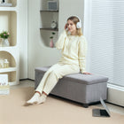 HOMCOM - Banc ottoman de rangement 44 po avec couvercle et pieds - gris clair-Tissu respirant et doux pour la peau avec rembourrage en mousse souple pour un confort supérieur 
