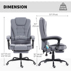 Vinsetto - Fauteuil de bureau à massage vibrant 7 points avec repose-pieds et roulettes pivotantes - gris-Repose-pieds rétractable pour pouvoir allonger vos jambes lorsque vous vous allongez