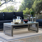 Modway - Aura Rotin Terrasse extérieure Table basse - Gris-Cadre en aluminium revêtu de poudre