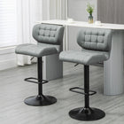 HOMCOM - Tabourets de bar réglables avec repose-pieds et dossier - gris - paquet de 2-Convient pour une installation dans les bars, cuisines et salles à manger hautes 
