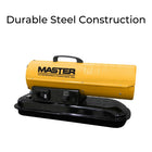 Master - Chauffrette de 80 000 BTU à air pulsé au kérosène / diesel avec thermostat Batterie non incluse - Jaune-Chauffage fiable jusqu'à 2000 pieds carrés contrôlé par thermostat
