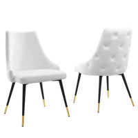 Modway - Adorn Performance Velvet Fauteuil d’appoint de salle à manger Ensemble de 2 - Blanc-Chaise à manger vintage moderne d’accent
