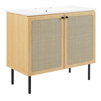 Modway - Chaucer 36" Vanette de salle de bain - Oak White-MDF et panneau de particules