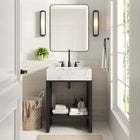 Modway - Gridiron 24" Vanette de salle de bain - Blanc Noir-Trous de robinet centraux 8"