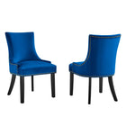 Modway - Marquis Performance Velvet Chaises de salle à manger Ensemble de 2 - Marine-Cadre en bois massif