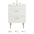 Modway - Daybreak 24" Armoire de toilette de salle de bain (lavabo non inclus) - Blanc-Tiroirs à extension complète