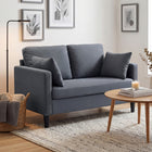 HOMCOM - Canapé 55 po deux places avec coussin à ressorts - gris foncé-Deux coussins inclus ajoutent un confort supplémentaire pour une détente totale   
