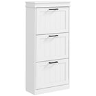 HOMCOM - Armoire à chaussures étroite avec tiroirs basculants et étagère réglable - blanc-Le meuble à chaussures moderne s'accorde avec la plupart des styles de mobilier de maison 