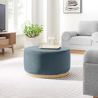 Modway - Tilden Grand Velours rond de performance de 29" Rembourré Ottoman - Cadet Blue Natural-Rembourrage en mousse dense