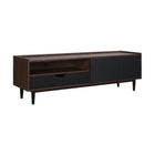 Manhattan Comfort - Meuble TV Duane 59,25 po style Mid-Century Modern - Marron Foncé et Noir-Garantie limitée du fabricant de 30 jours