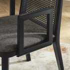 Modway - Monarch Bois et rotin Fauteuil à manger - Noir Noir Gris-Glissières de plancher sans marquage