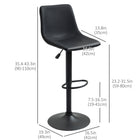 HOMCOM - Tabourets de bar de cuisine à hauteur de comptoir réglable - gris - paquet de 2-Le cadre en acier solide avec revêtement en poudre est robuste et durable, garantissant une longue durée de vie 
